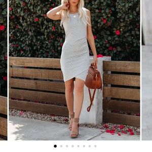 Vici Allegra ruched knit tank dress- heather grey